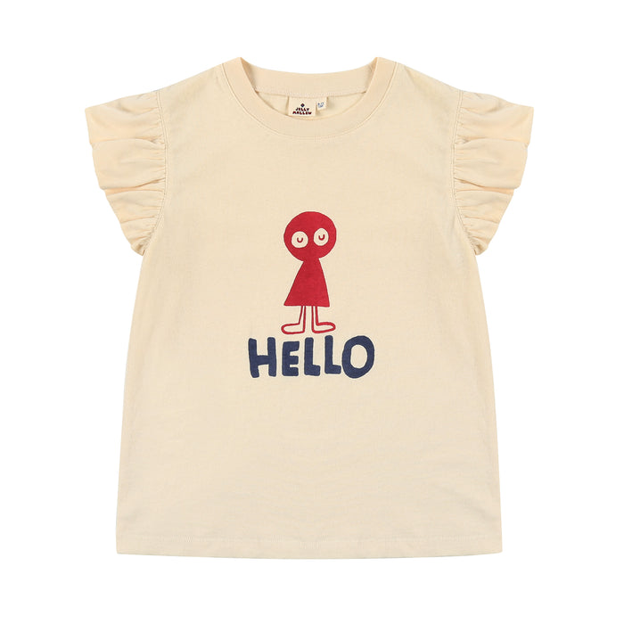 Beige Jelly Mallow Short Sleeve Top 4T - 9Y at Retykle Singapore