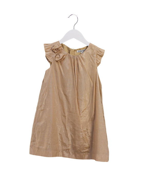 A Gold Sleeveless Dresses from DKNY in size 6T for girl. (Front View)