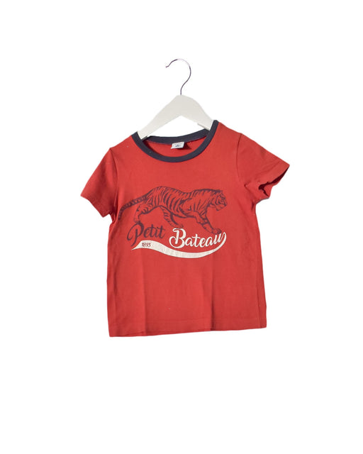 A Red Short Sleeve T Shirts from Petit Bateau in size 5T for boy. (Front View)