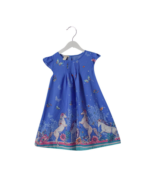 A Blue Short Sleeve Dresses from Monsoon in size 6T for girl. (Front View)