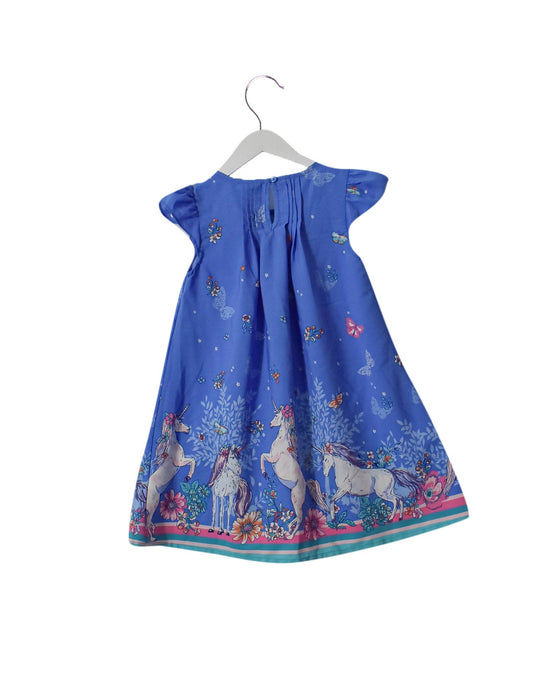 A Blue Short Sleeve Dresses from Monsoon in size 6T for girl. (Back View)