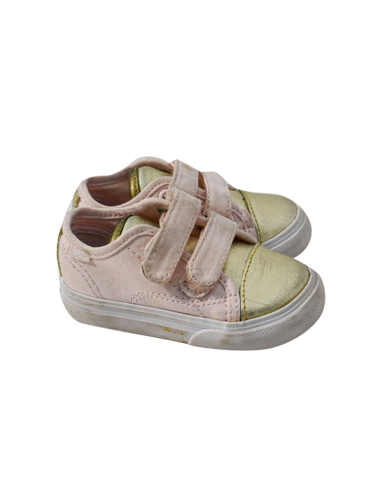 A Pink Sneakers from Vans in size 12-18M for girl. (Back View)