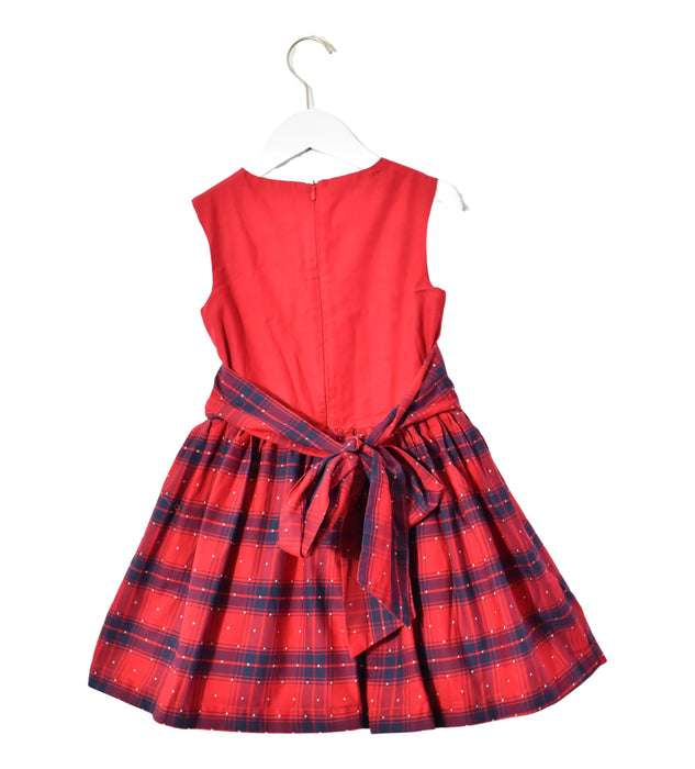 A Red Sleeveless Dresses from Jessie and James in size 6T for girl. (Back View)