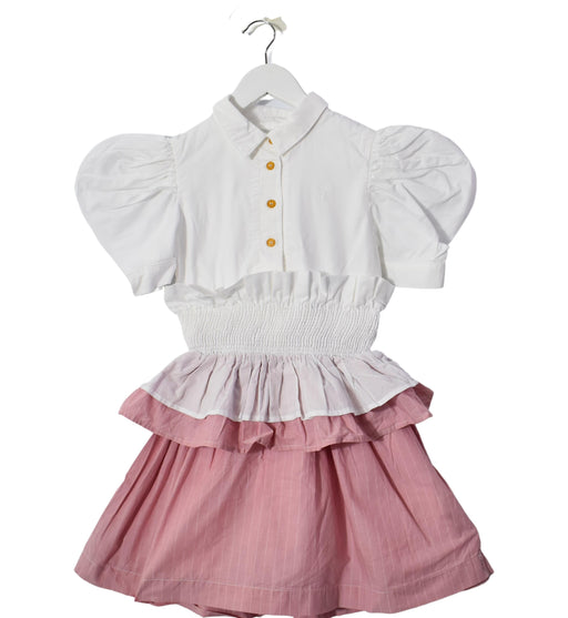 A Pink Short Sleeve Dresses from Jessie and James in size 8Y for girl. (Front View)