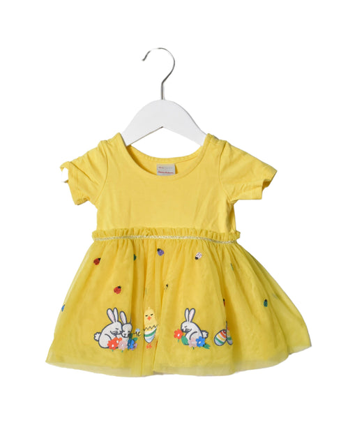 A Yellow Short Sleeve Dresses from Hanna Andersson in size 3-6M for girl. (Front View)