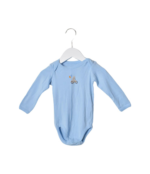 A Blue Long Sleeve Bodysuits from Bout'Chou in size 12-18M for neutral. (Front View)
