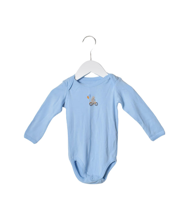 A Blue Long Sleeve Bodysuits from Bout'Chou in size 12-18M for neutral. (Front View)