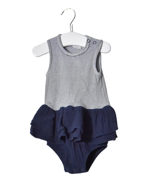 A Navy Long Sleeve Bodysuits from Seed in size 6-12M for girl. (Front View)