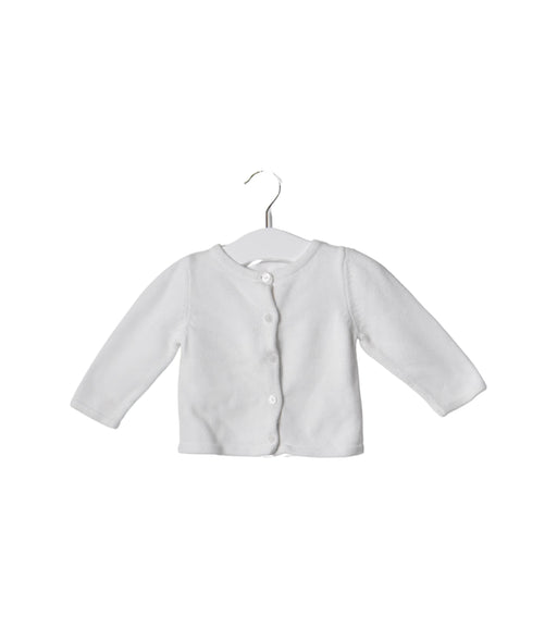 A White Cardigans from Jacadi in size 6-12M for girl. (Front View)