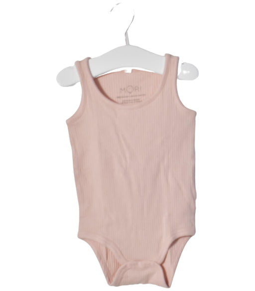 A Pink Long Sleeve Bodysuits from Mori in size 6-12M for girl. (Front View)