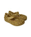 A Gold Flats from Mini Melissa Campana in size 3T for girl. (Back View)