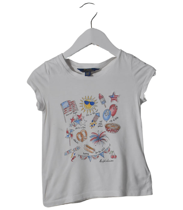 A White Short Sleeve T Shirts from Polo Ralph Lauren in size 4T for girl. (Front View)