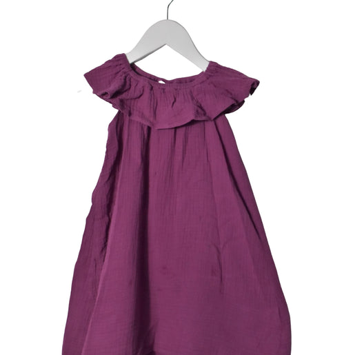 A Purple Short Sleeve Dresses from Excuse My French in size 4T for girl. (Front View)