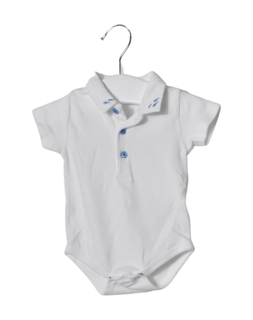 A White Short Sleeve Bodysuits from Marie Chantal in size 3-6M for neutral. (Front View)