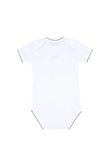A White Short Sleeve Bodysuits from Bonpoint in size Newborn for neutral. (Back View)