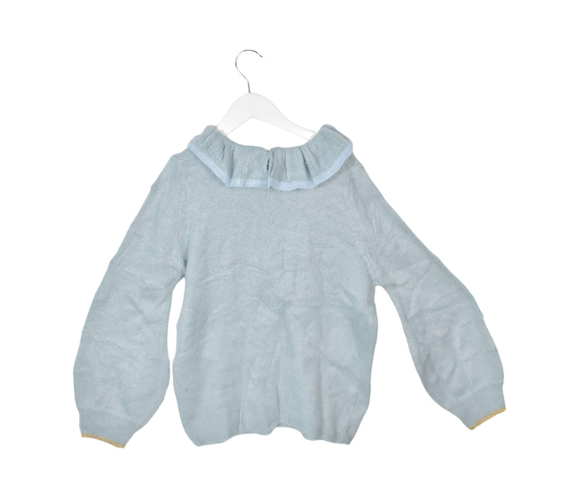 A Blue Knit Sweaters from Louise Misha in size 7Y for girl. (Back View)
