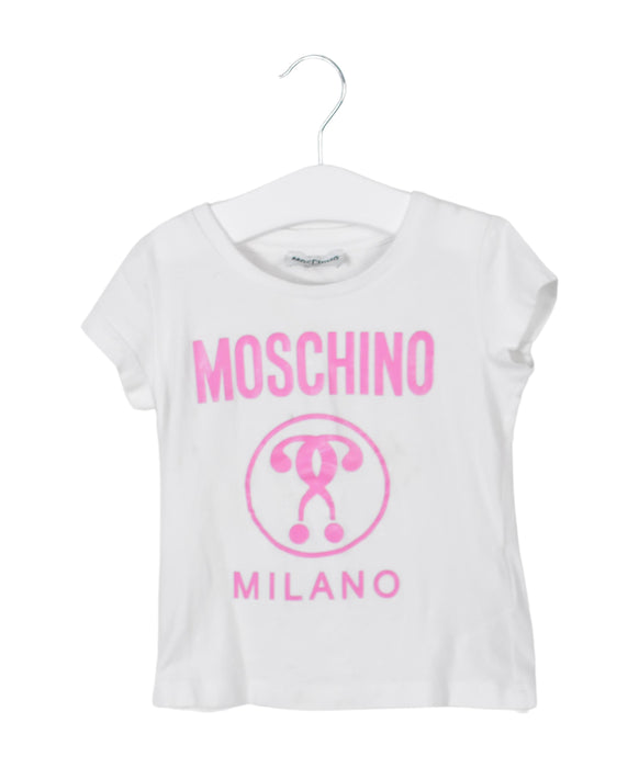 A White Short Sleeve T Shirts from Moschino in size 4T for girl. (Front View)