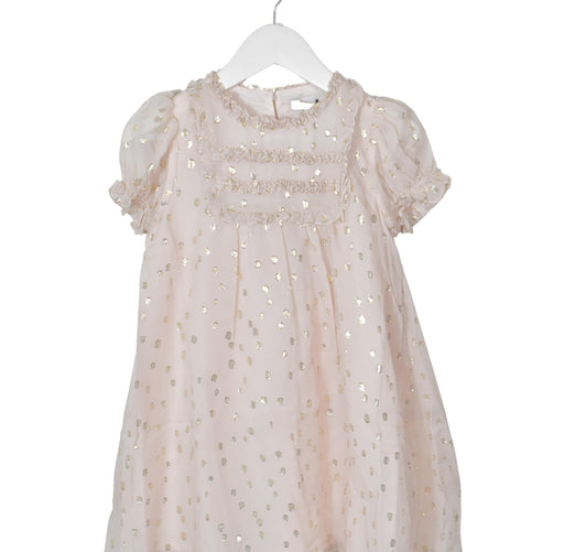 A Pink Short Sleeve Dresses from Velveteen in size 4T for girl. (Front View)