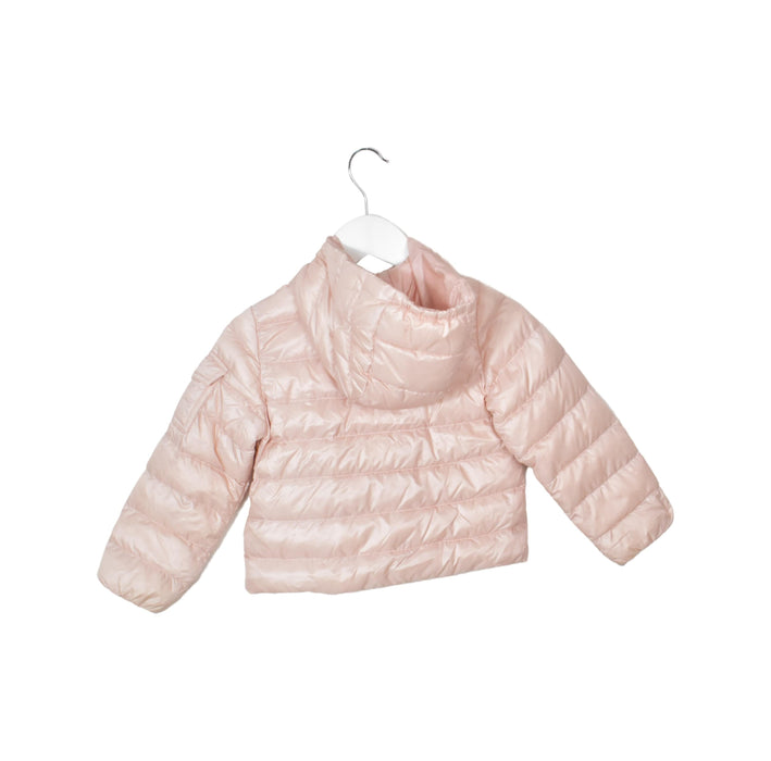 A Pink Puffer/Quilted Jackets from Moncler in size 18-24M for girl. (Back View)