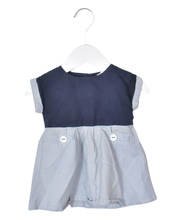 A Blue Short Sleeve Dresses from Jacadi in size 3-6M for girl. (Front View)