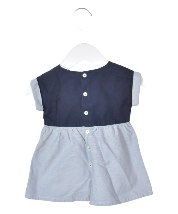 A Blue Short Sleeve Dresses from Jacadi in size 3-6M for girl. (Back View)