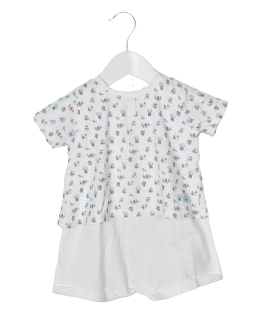 A White Short Sleeve Rompers from Petit Bateau in size 6-12M for boy. (Front View)