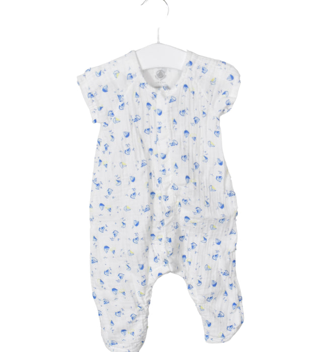 A White Short Sleeve Rompers from Petit Bateau in size 3-6M for girl. (Front View)