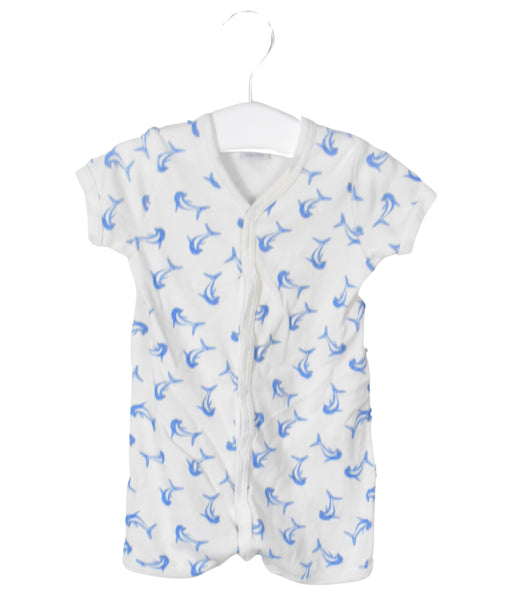 A Blue Short Sleeve Rompers from Petit Bateau in size 3-6M for neutral. (Front View)