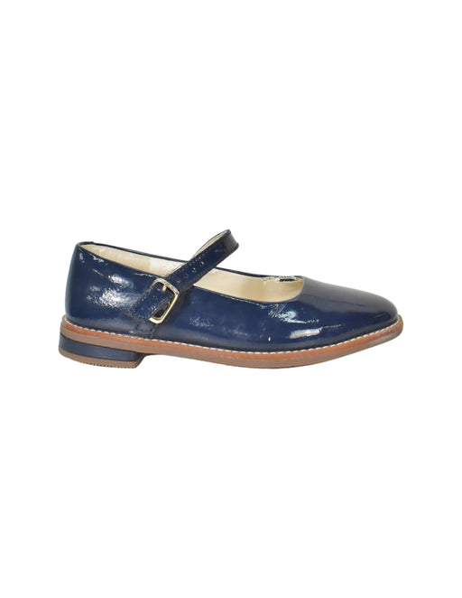 A Navy Flats from Clarks in size 5T for girl. (Front View)