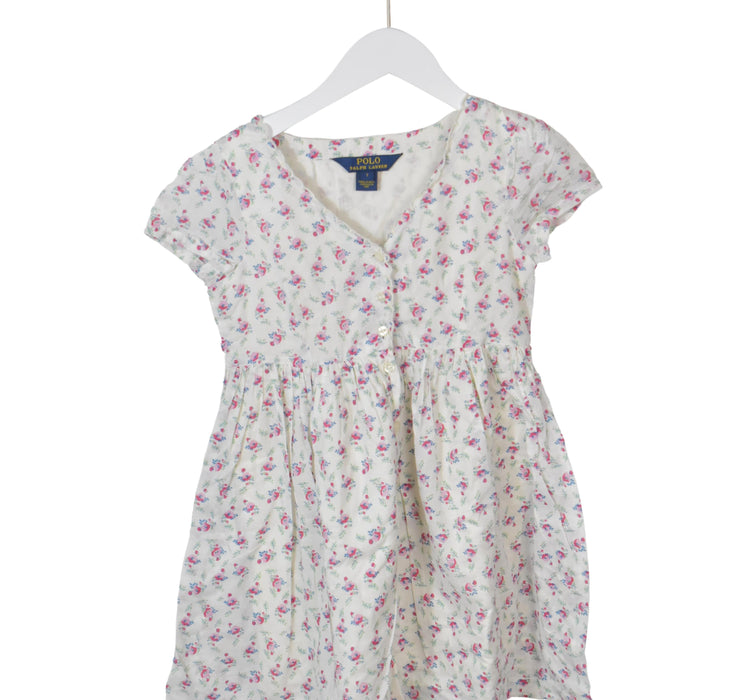 A White Short Sleeve Dresses from Polo Ralph Lauren in size 7Y for girl. (Front View)