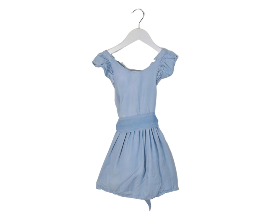 A Blue Sleeveless Dresses from Seed in size 4T for girl. (Front View)
