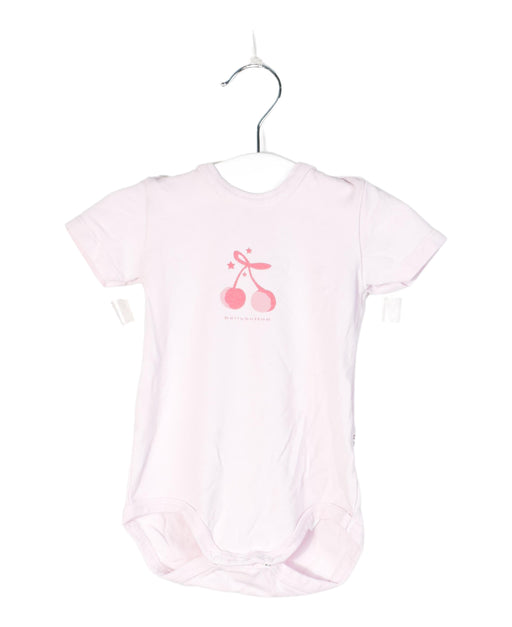 A Pink Short Sleeve Bodysuits from bellybutton in size 0-3M for girl. (Front View)