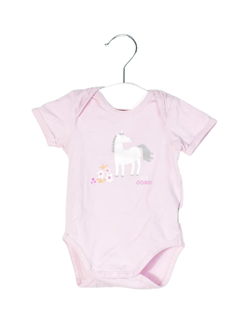 A Pink Short Sleeve Bodysuits from Sigikid in size 0-3M for girl. (Front View)