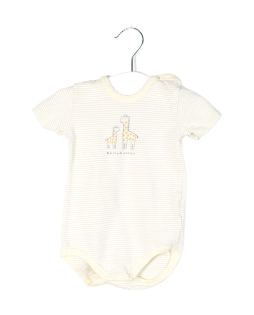 A Yellow Short Sleeve Bodysuits from bellybutton in size 0-3M for neutral. (Front View)