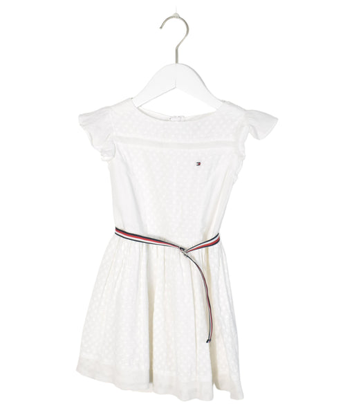 A White Short Sleeve Dresses from Tommy Hilfiger in size 4T for girl. (Front View)