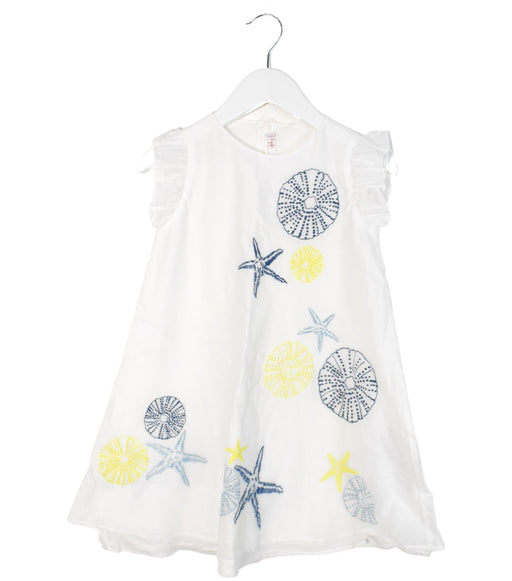 A White Sleeveless Dresses from Il Gufo in size 6T for girl. (Front View)