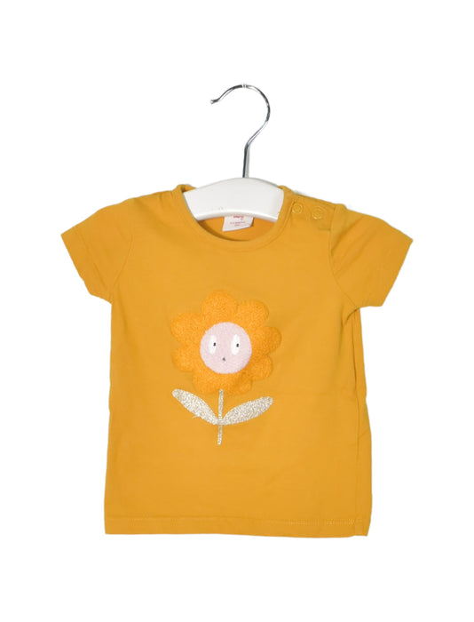 A Yellow Short Sleeve T Shirts from Seed in size 0-3M for girl. (Front View)