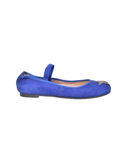 A Blue Flats from Pretty Ballerinas in size 6T for girl. (Front View)