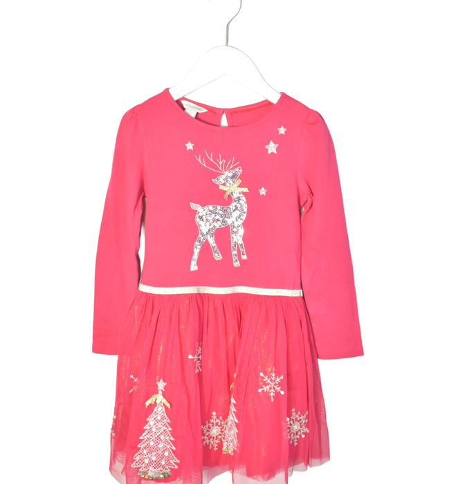 A Pink Long Sleeve Dresses from Monsoon in size 5T for girl. (Front View)