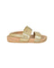 A Gold Sandals from Reef in size 3T for girl. (Front View)
