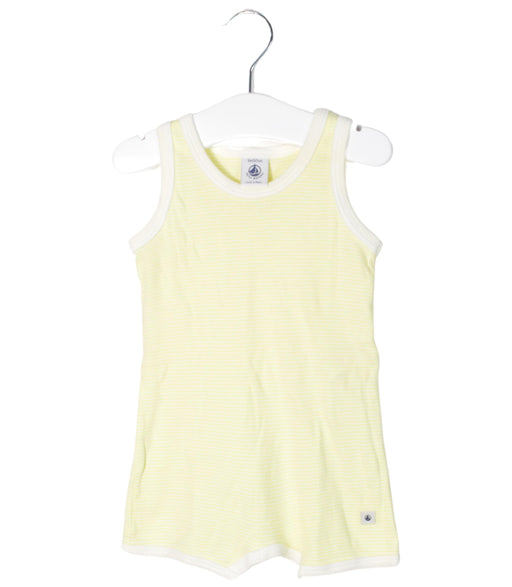 A Yellow Sleeveless Rompers from Petit Bateau in size 3-6M for neutral. (Front View)