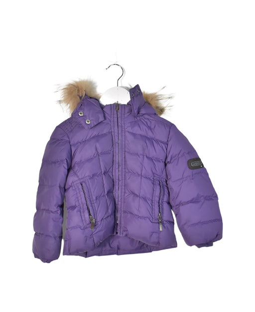 A Purple Puffer/Quilted Jackets from Eddie Pen in size 6-12M for neutral. (Front View)