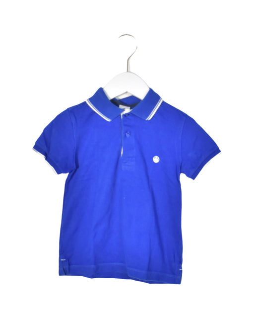 A Blue Short Sleeve Polos from Petit Bateau in size 6T for boy. (Front View)