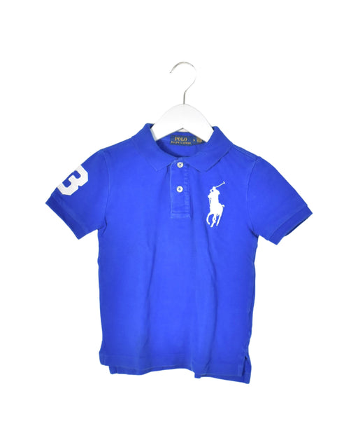 A Blue Short Sleeve Polos from Polo Ralph Lauren in size 5T for boy. (Front View)