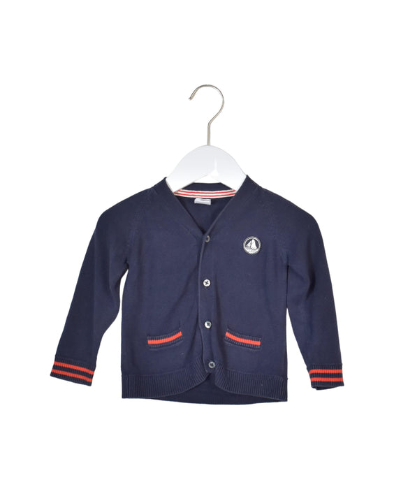 A Navy Cardigans from Petit Bateau in size 12-18M for girl. (Front View)
