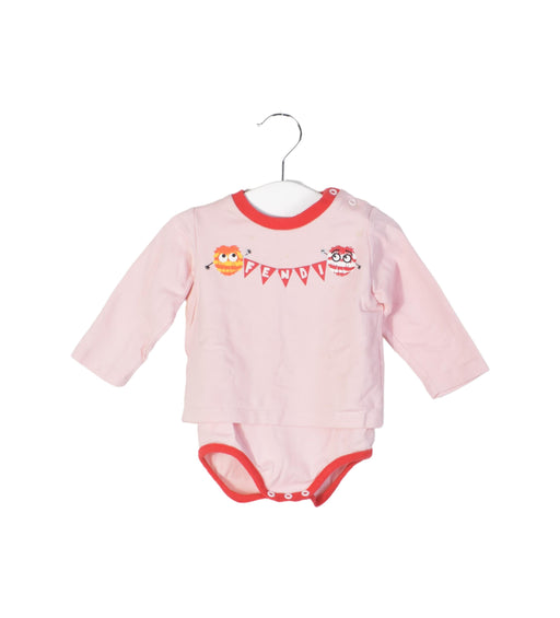 A Pink Long Sleeve Bodysuits from Fendi in size 3-6M for girl. (Front View)