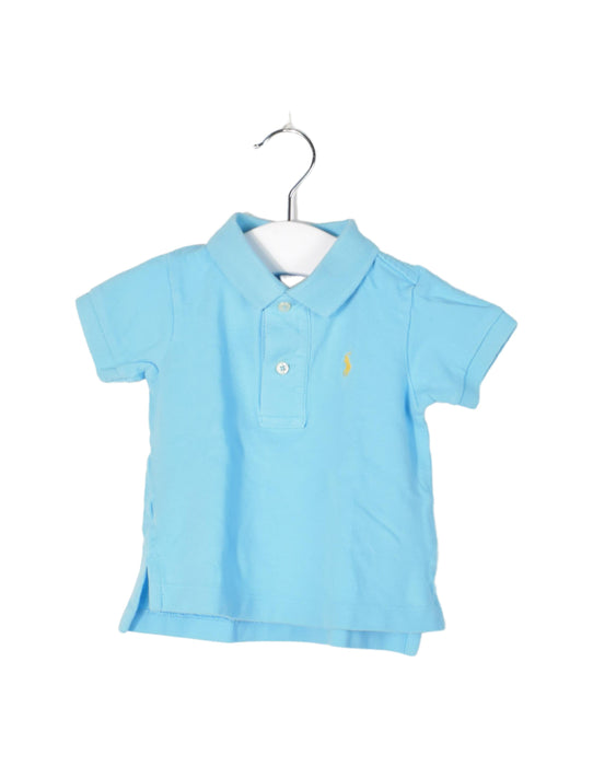 A Blue Short Sleeve Polos from Polo Ralph Lauren in size 6-12M for boy. (Front View)