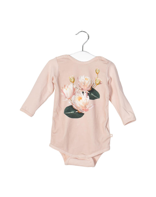 A Pink Long Sleeve Bodysuits from Molo in size 3-6M for girl. (Front View)