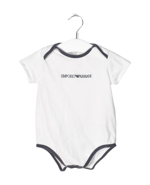 A White Short Sleeve Bodysuits from Emporio Armani in size 6-12M for boy. (Front View)