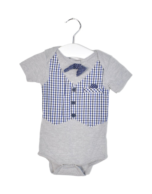 A Blue Short Sleeve Bodysuits from Elegant Baby in size 6-12M for boy. (Front View)